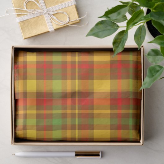 Papier Mousseline Automne Russe Plaid Motif (Cadeau)