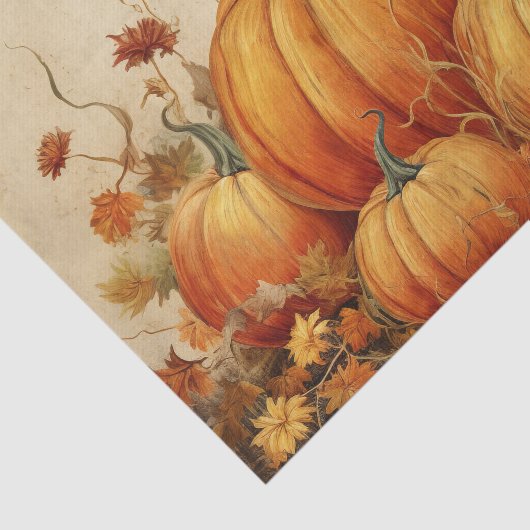 Papier Mousseline Automne Rustique Orange Citrouille (Détail)