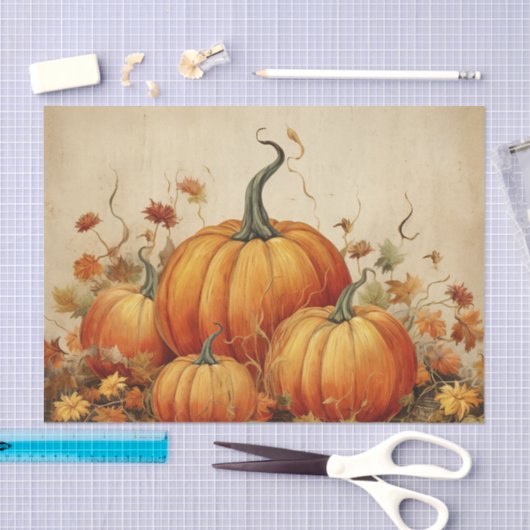 Papier Mousseline Automne Rustique Orange Citrouille (Artisanat)