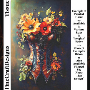 Papier Mousseline Automne Steampunk Floral Basque DF7LF Découpage