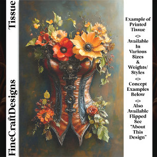 Papier Mousseline Automne Steampunk Floral Basque DF7R Découpage