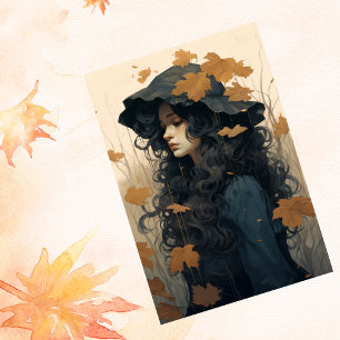 Papier Mousseline Automne Tombant Feuilles d'érable Lovely Girl