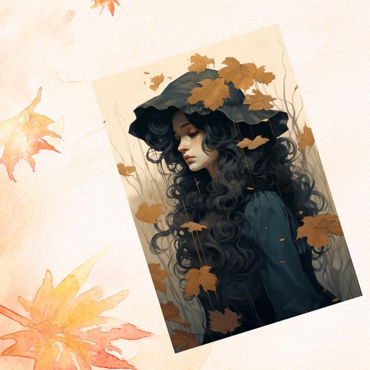 Papier Mousseline Automne Tombant Feuilles d'érable Lovely Girl