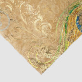 Papier Mousseline Automne Vintage Peacock Feather Gold Decoupage (Détail)