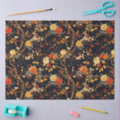Papier Mousseline Autumn Black Orange Leaf Chinoiserie (Artisanat)