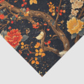 Papier Mousseline Autumn Black Orange Leaf Chinoiserie (Détail)