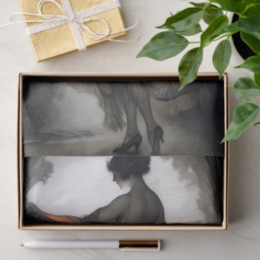 Papier Mousseline Autumn Dancer in Black & Burnt Orange Decoupage (Cadeau)