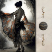 Papier Mousseline Autumn Dancer in Black & Burnt Orange Decoupage