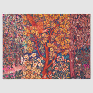 Papier Mousseline AUTUMN FOREST ANIMALS Haricots, faisan, Floral rou