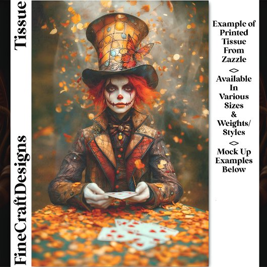 Papier Mousseline Autumn Mad Hatter Playing Cards DW8A Decoupage