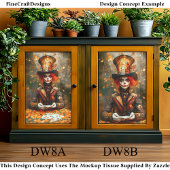 Papier Mousseline Autumn Mad Hatter Playing Cards DW8A Decoupage