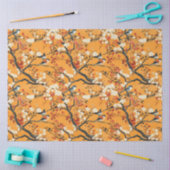 Papier Mousseline Autumn Orange Floral Birds Chinoiserie (Artisanat)