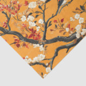 Papier Mousseline Autumn Orange Floral Birds Chinoiserie (Détail)