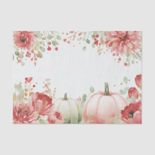 Papier Mousseline Autumn Pumpkins and Flowers Fall Decoupage (Recto)