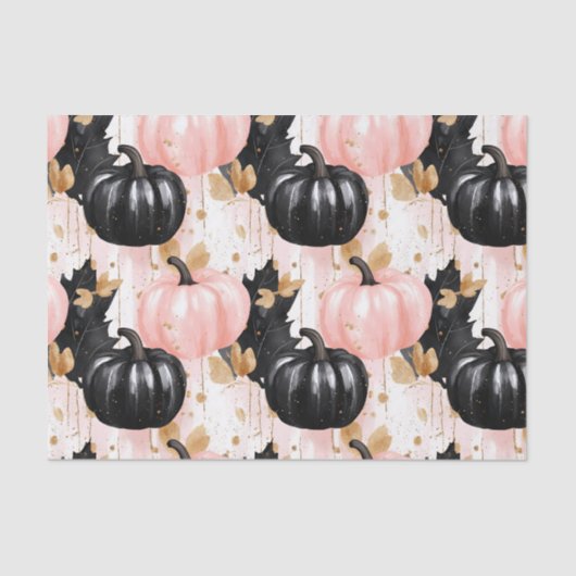 Papier Mousseline Autumn Pumpkins and Leaves Fall Pattern Decoupage (Recto)