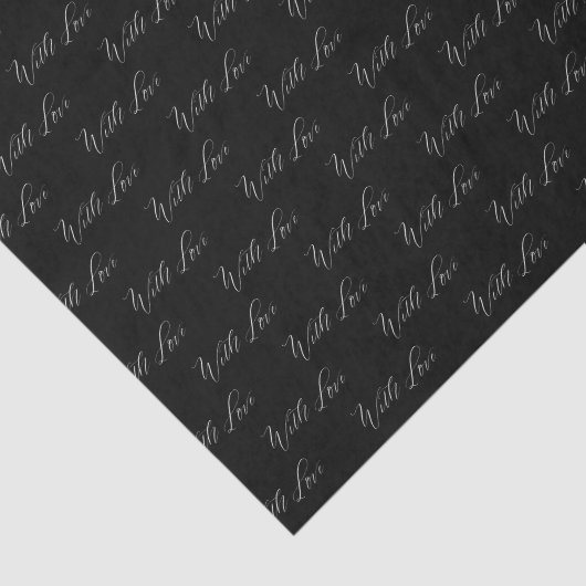 Papier Mousseline Avec Amour Élégante Calligraphie Mariage noir soli (Détail)