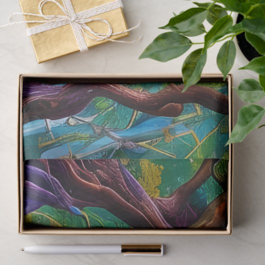 Papier Mousseline Avenue des arbres feuilles d'automne (Cadeau)