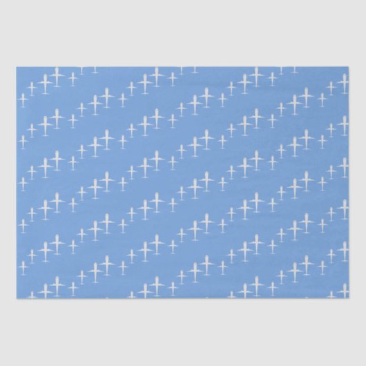 Papier Mousseline Avion sur bleu Personnalisé (Recto)