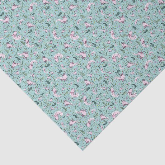 Papier Mousseline Axolotls en bleu (Détail)