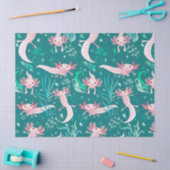 Papier Mousseline Axolotta rose sur papier de tissus Turquoise (Artisanat)