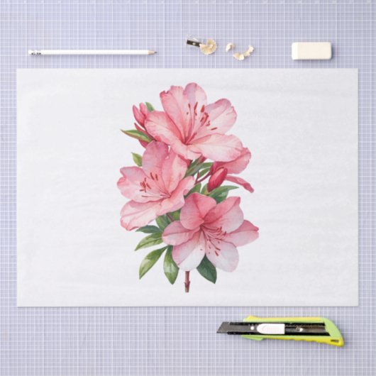 Papier Mousseline Azalea peinture aquarelle (Artisanat)