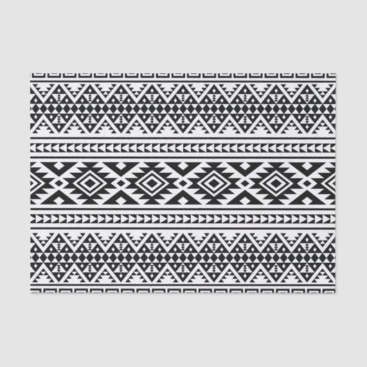 Papier Mousseline Aztec Boho, Motif tribal géométrique noir blanc (Recto)