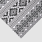 Papier Mousseline Aztec Boho, Motif tribal géométrique noir blanc (Détail)
