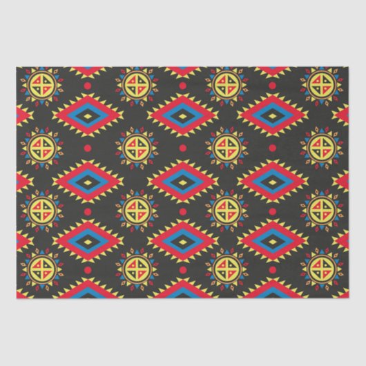 Papier Mousseline Aztec coloré et unique motif (Recto)