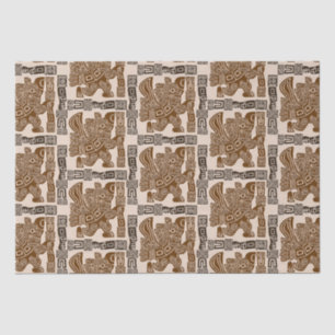 Papier Mousseline Aztec Eagle Guerrier Tribal Art antique