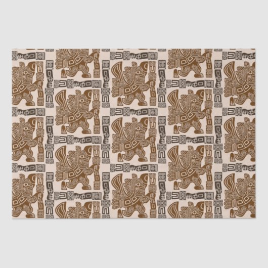 Papier Mousseline Aztec Eagle Guerrier Tribal Art antique (Recto)