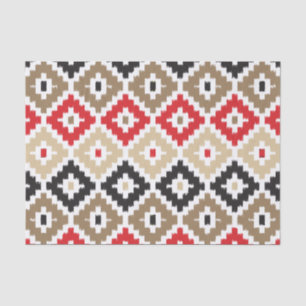 Papier Mousseline Aztec Tribal Print Ikat Diamond Motif