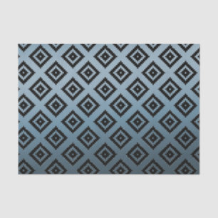 Papier Mousseline Aztèque turquoise blanc
