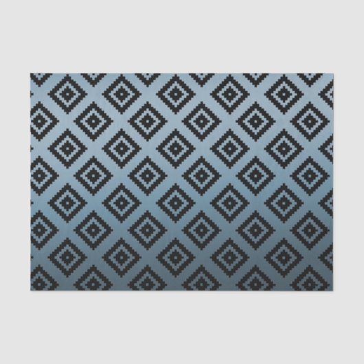Papier Mousseline Aztèque turquoise blanc (Recto)