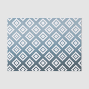 Papier Mousseline Aztèque turquoise blanc