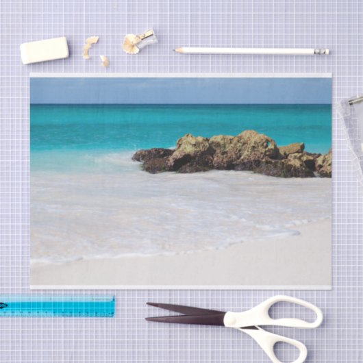 Papier Mousseline Azure Ocean Sandy Beach Photo (Artisanat)