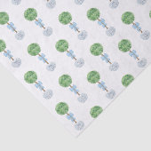 Papier Mousseline Baby Boy Poted Boxwood Topiary Avec Bleu Bow (Détail)