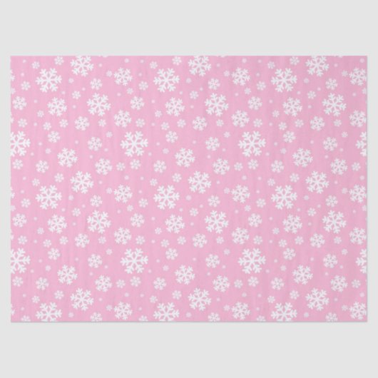 Papier Mousseline Baby Motif des flocons de neige rose et blanc Noël (Recto)