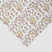 Papier Mousseline Baby Safari Faune Avec Fleurs De Doodle (Détail)