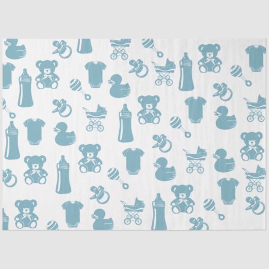 Papier Mousseline Baby shower bleu (Recto)