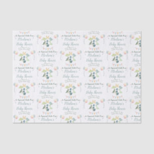 Papier Mousseline Baby shower Cute Dinosaur Nom de maman Bleu