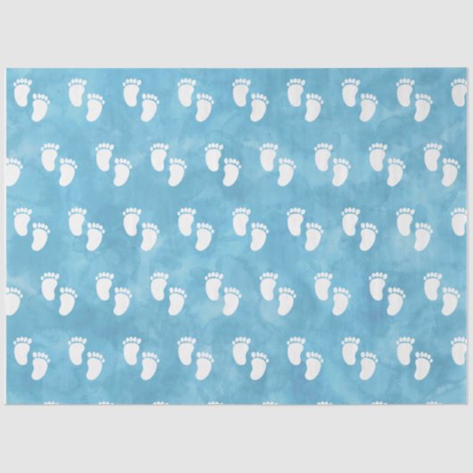 Papier Mousseline Baby shower d'aquarelle bleu Motif d'empreinte (Recto)