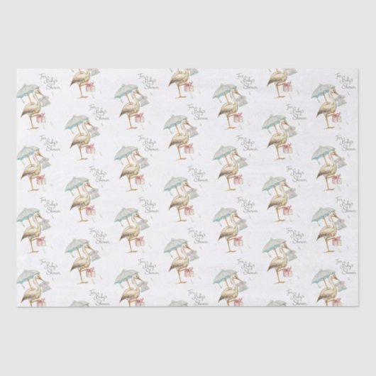 Papier Mousseline Baby shower de ruban Fleur sauvage Stork (Recto)