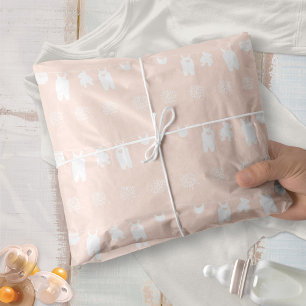 Papier Mousseline Baby Shower Fille Minimaliste Peach sur un fil à l