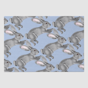 Papier Mousseline Baby shower Motif animal lapin gris bleu lapin