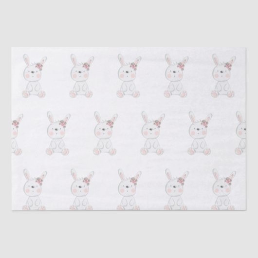 Papier Mousseline Baby shower Motif lapin bébé (Recto)