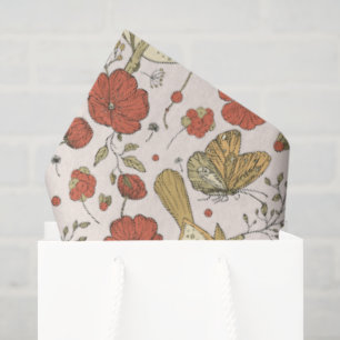 Papier Mousseline Baby shower Papillons et fleurs poétiques Floral