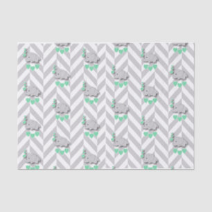 Papier Mousseline Baby shower vert et gris en bon état d'éléphant
