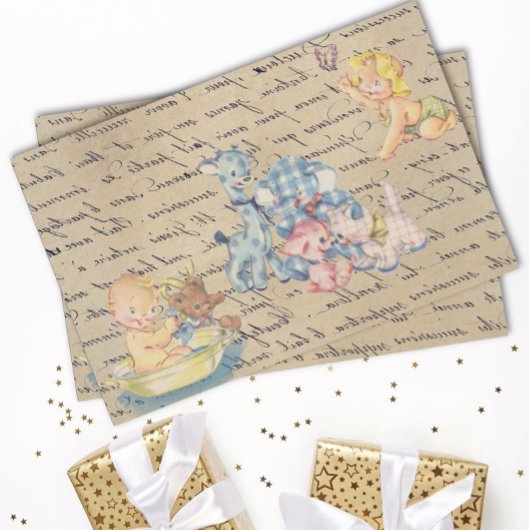 Papier Mousseline Baby shower Vintage de découpage