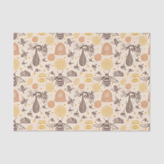 Papier Mousseline Baby shower vintage Honey Bumblebee (Recto)