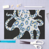 Papier Mousseline Bague bleue Octopus Tentacles noirs (Artisanat)